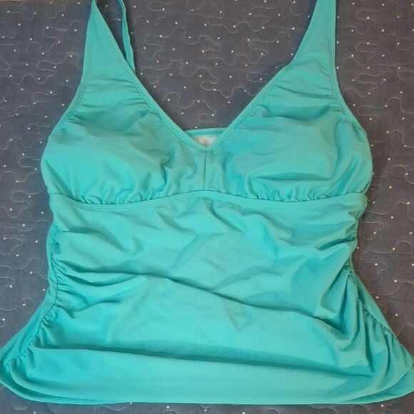 Sonnet Shores Teal V-Neck Tankini Top size 16W - Picture 1 of 4